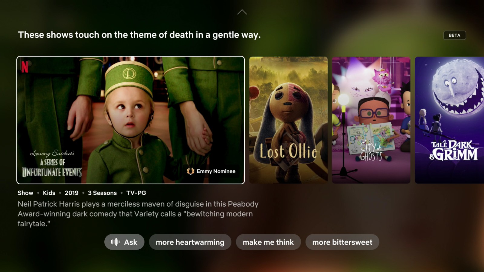 Public press image of Netflix conversational voice search on TV